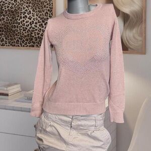 Guess Y2K Bedazzled Heart Sweater